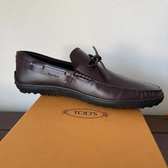 Tod's Italy Maroon Red Leather Driver Loafer shoe, XXM15C0CN50LYGR807, sz 9.5
